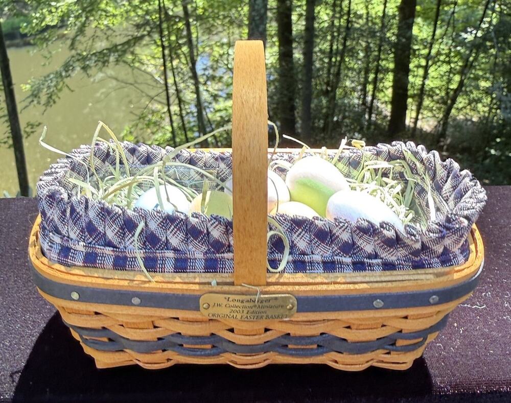 Longaberger JW Miniature Collection 2003 Easter Basket Liner Protector Eggs Mint
